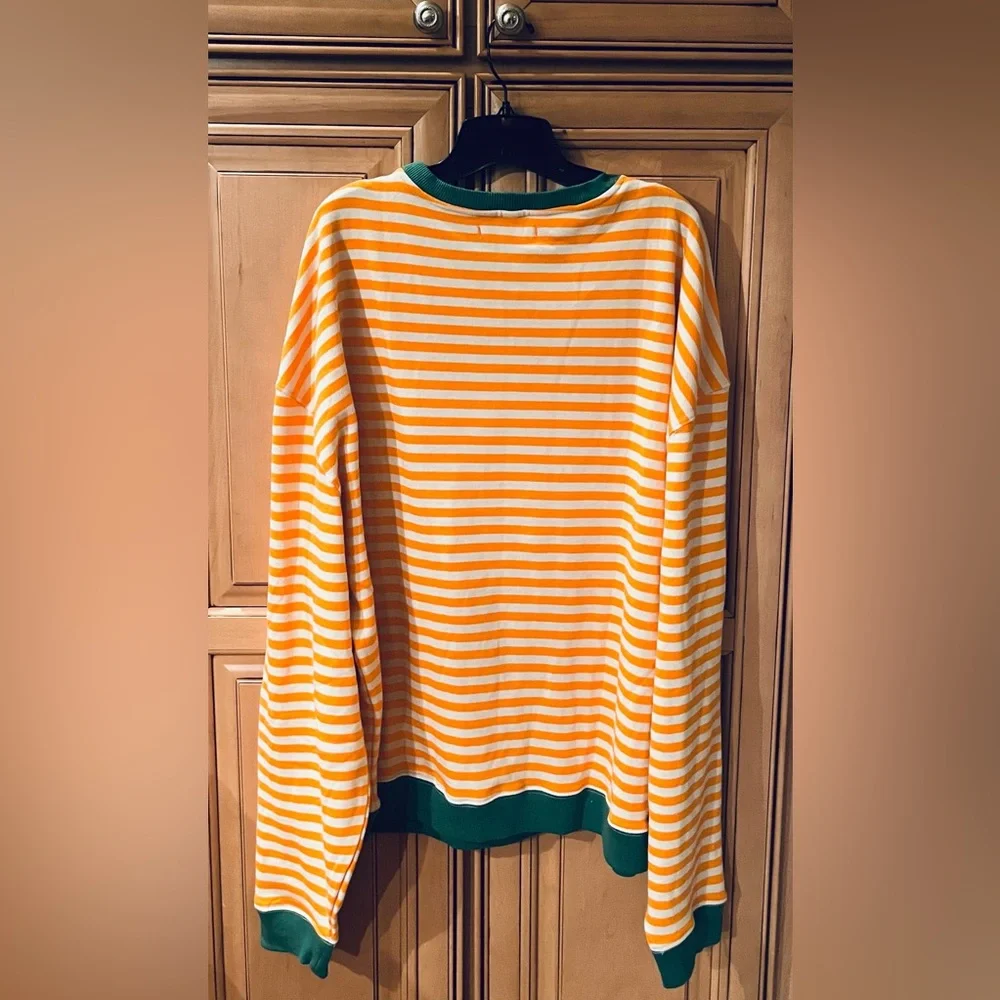 NWOT Free People Classic Stripe Oversized Crewneck Sweatshirt